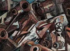Kenneth Loveless, Back Yards, oil on canvas board