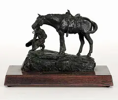 Malcom James MacKenzie, Cowboy and Horse #2/25, 1970, bronze sculpture on wooden plinth
