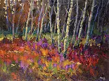 Neil Patterson, Fireweed and Aspens, oil on canvas