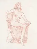 Leo Mol, Untitled - Seated Nude, 1994, conte on paper
