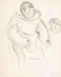 Kathleen Francis Pepper, Untitled - Inuit Mother and Child, 1960, graphite on paper
