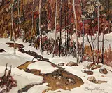 Jacques Poirier, Ruisseau et sous-bois [Tremblant], oil on canvas
