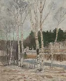 Addison Winchell Price, Untitled - Winter Landscape, oil on hard board
