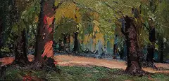 Mildred Valley Thornton, The Cedar Grove, 1934, oil on paper board