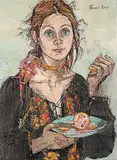 Françoise Adnet, Ludy a l'Orange, oil on canvas