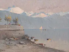 Fernand Gaulis, Untitled - A Mountain Resort, oil on canvas
