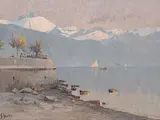Fernand Gaulis, Untitled - A Mountain Resort, oil on canvas