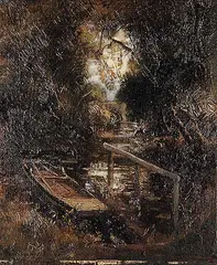 John Lochhead, Untitled - The Hidden Dock, oil on canvas board