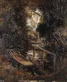 John Lochhead, Untitled - The Hidden Dock, oil on canvas board