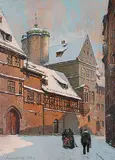 Carl Schmidt-Helmbrechts, Das Tucher Schlo..., zu Nurnberg, 1922, oil on paper board