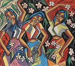 Senaka Senanayake, Untitled - Three Dancers, 1962, oil on canvas