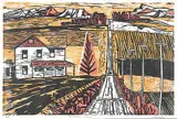 George James Angliss, Road to the Mountains #6/15, colour relief print on paper