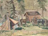 Margaret Morgan Chappelle, Untitled - The Sketch Camp, oil on hard board