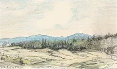 Frederick Simpson Coburn, Kingsbury Road, Melbourne, Que., colour pencil on paper