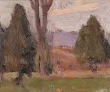 Dewitt Drake, Untitled - Two Pines, oil on paper board