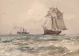 Claude W. Gray, Untitled - Ships at Sea, 1916, watercolour on paper