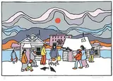 Ted Harrison, Caribou Hotel #107/150, 1982, colour silkscreen on paper