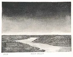 Ernest Friedrich Lindner, River Valley #10/20, etching on paper