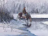 Ken Lonechild, Out Looking for Horses [Stopping for a Drink]