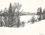 Ernst Neumann-Neander, Untitled - Winter River, 1944, etching on paper