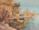 Ernest Edward Riethman, Untitled - Last Days at the Lake, oil on hard board