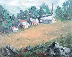 Claude Rollin, Les Eboulements, Charlevoix, 1999, oil on hard board