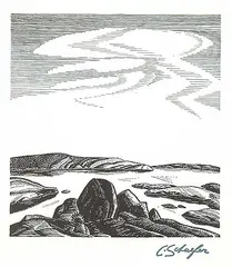 Carl Schaefer, Rocks, Pickerel River, 1933, offset lithograph on paper