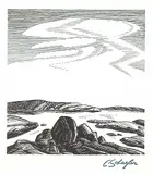 Carl Schaefer, Rocks, Pickerel River, 1933, offset lithograph on paper