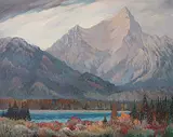 Stuart Clifford Shaw, Looking Across the Athabasca Valley, Jasper National Park, Alberta, oil on hard board
