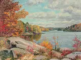 Thomas Albert Stone, Autumn, Raven Lake, oil on hard board