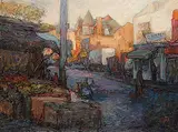 Donald Besco, Evening Shadows, Kensington, oil on hard board