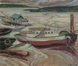 Ernva Willard Code, Untitled - Low Tide Rhythms, oil on hard board