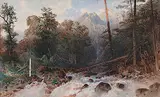 Otto Reinhold Jacobi, Untitled - Mountain Scene with Rocky Stream, 1869, watercolour on paper