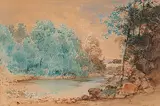 Otto Reinhold Jacobi, Untitled - Pastoral River Scene, 1865, watercolour on paper