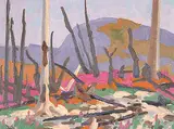 White Rock and Fireweed, Storm Mountain by Illingworth Kerr, 1987, oil on canvas board, sold Apr 2004