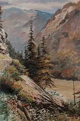 Marmaduke Matthews, Fraser Canyon Below North Bend, 1892, oil on canvas