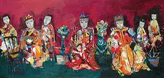 Janet Mitchell, Untitled - Royal Family, oil on hard board