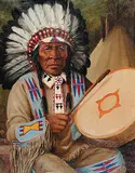 Father Henry Metzger, Untitled - Plains Chief, oil on canvas