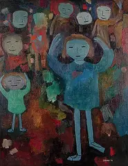 Janet Mitchell, Some Children, 1964, oil on hard board