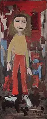 Janet Mitchell, Untitled - Boy with Yellow Sweater, 1950, oil on hard board