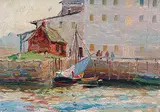 Hal Ross Perrigard, Morning in the Harbour, oil on wood panel