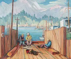Mildred Valley Thornton, Untitled - Coastal Fishermen, oil on canvas