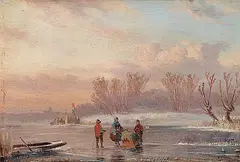 Paul Joseph Constantine Gabriel, Untitled - Skating Scene, oil on wood panel