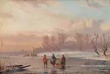 Paul Joseph Constantine Gabriel, Untitled - Skating Scene, oil on wood panel
