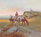William Steve Seltzer, Blackfoot Scouting Party, gouache on paper