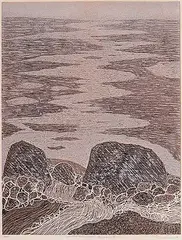 René Derouin, 60 ieme Parallele 10:30 Hrs PM #8/25, 1978, colour wood block on paper