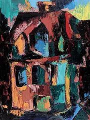 Douglas Haynes, Untitled - Historical House, Edmonton, 1957, oil on canvas board