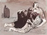Henry Moore, Untitled - Reclining Woman #32/50, 1981, colour lithograph on paper
