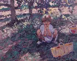 Garth Armstrong, Untitled - In the Orchard, oil on hard board