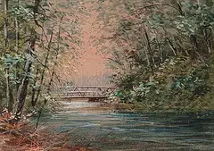 Walter James Baber, Untitled - Bridge over Stream, 1907, watercolour on paper